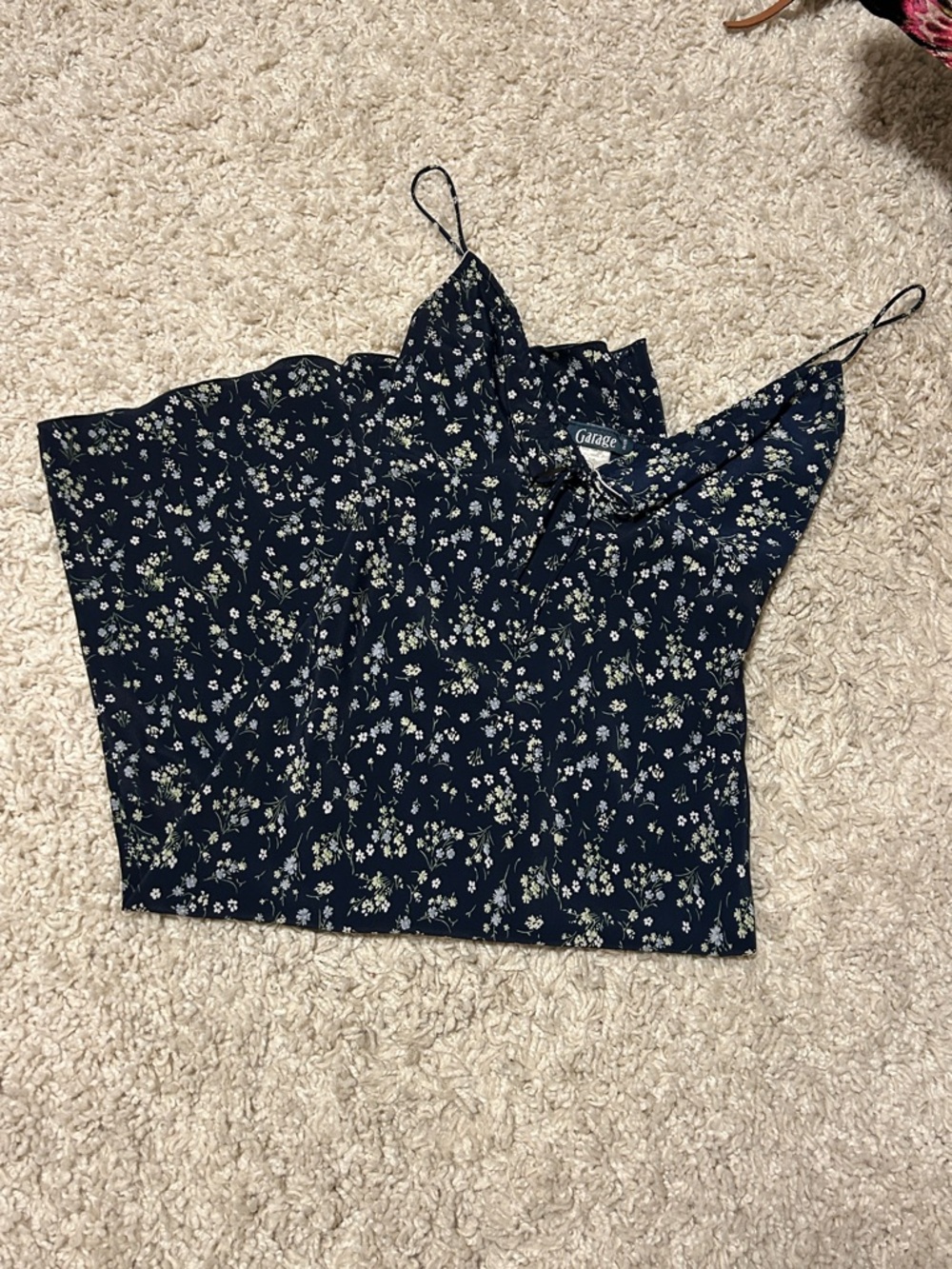Vintage Garage Navy Floral midi dress